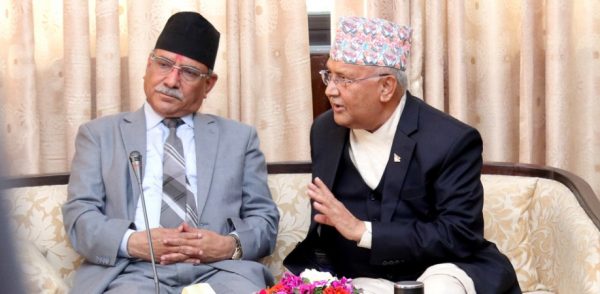 Prachanda, Oli discuss over no confidence motion registered at Karnali Provincial Assembly