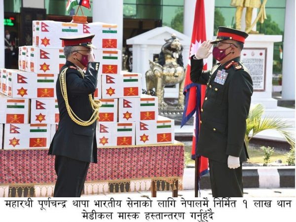 Indian Army Chief exchanged gifts with Nepali COAS Purna Chandra Thapa