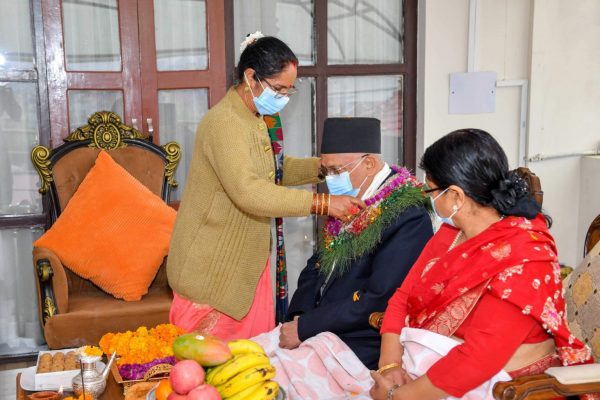 PM Oli receives ‘tika’ from his sister on Bhai Tika