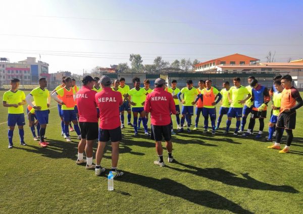 Nepali football team in closed camp, training begins for 2022 World Cup Qualification