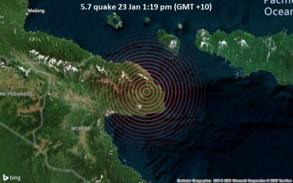 A 5.7 magnitude earthquake hits Papua New Guinea