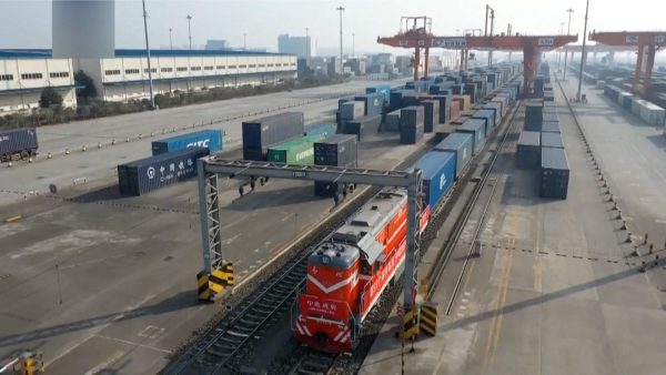 China-Europe freight train arrives Russia