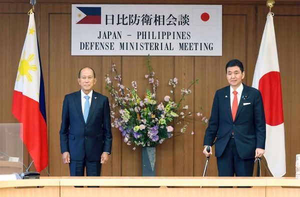 Japanese Defense Minister Kishi and Philippine counterpart Lorenzana meet