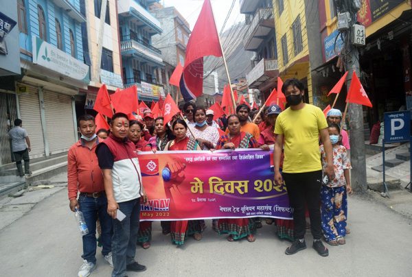 Workers gather together to celebrate “International labor Day” in Kathmandu