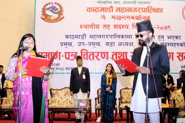Balendra Shah, newly elected mayor of Kathmandu, takes oath