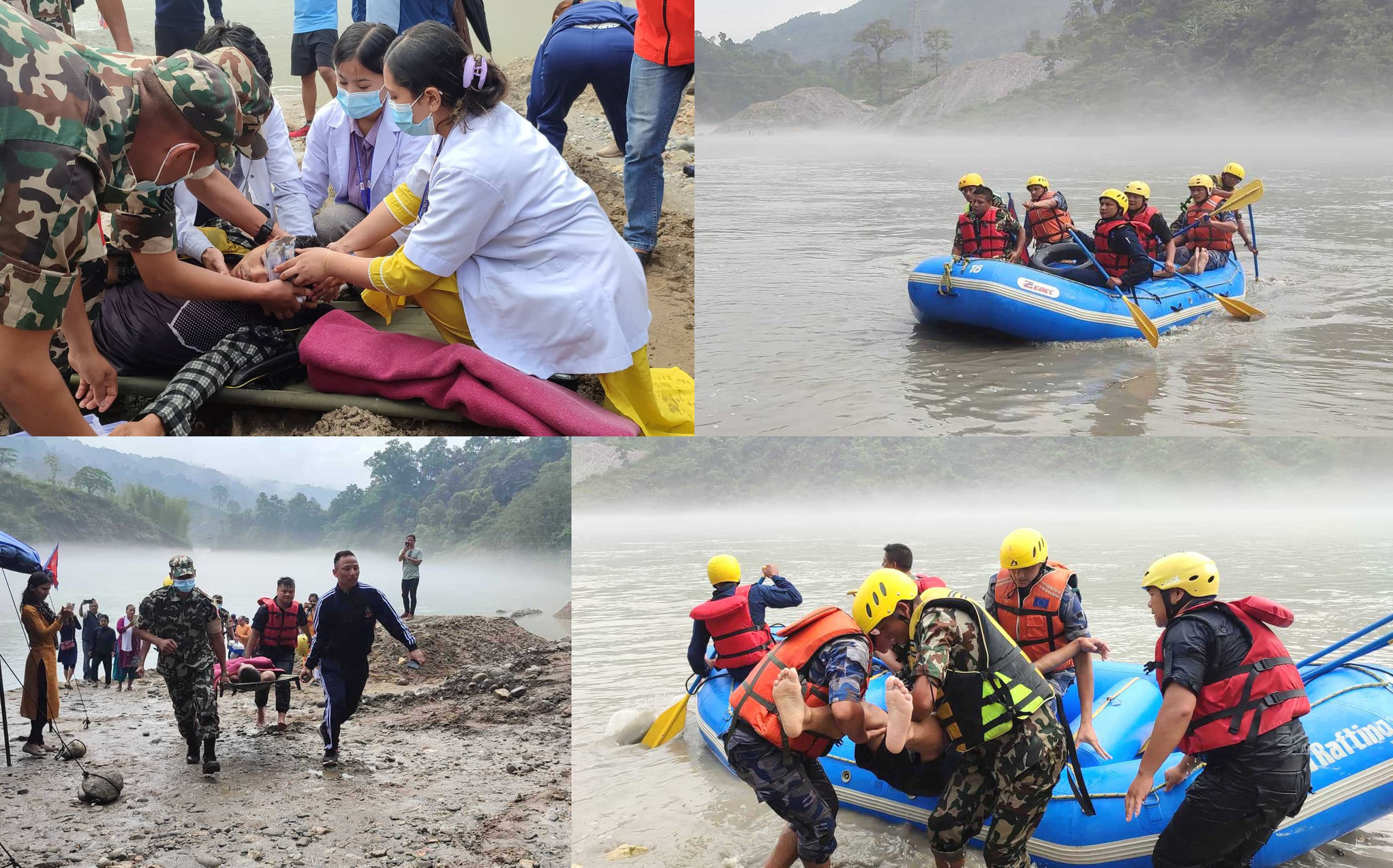Rescuers getting prepared for flood, Mock Practice in Marshyangdi river (with photos)