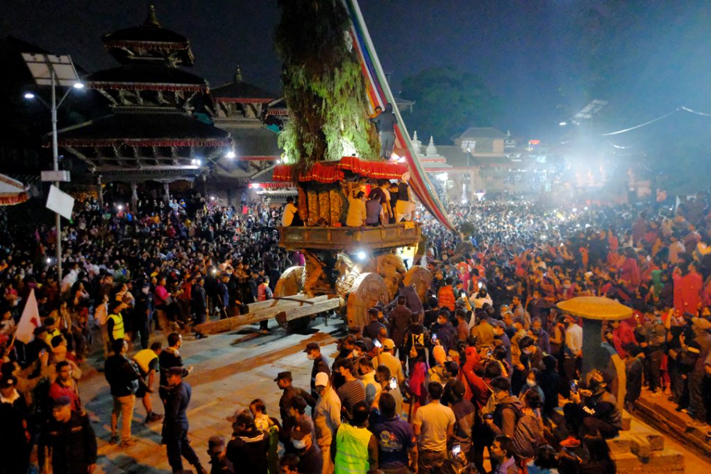 Seto Machhindranath Jatra: Chariot pulled from Ason to Hanuman Dhoka on Second Day (Photo Feature)