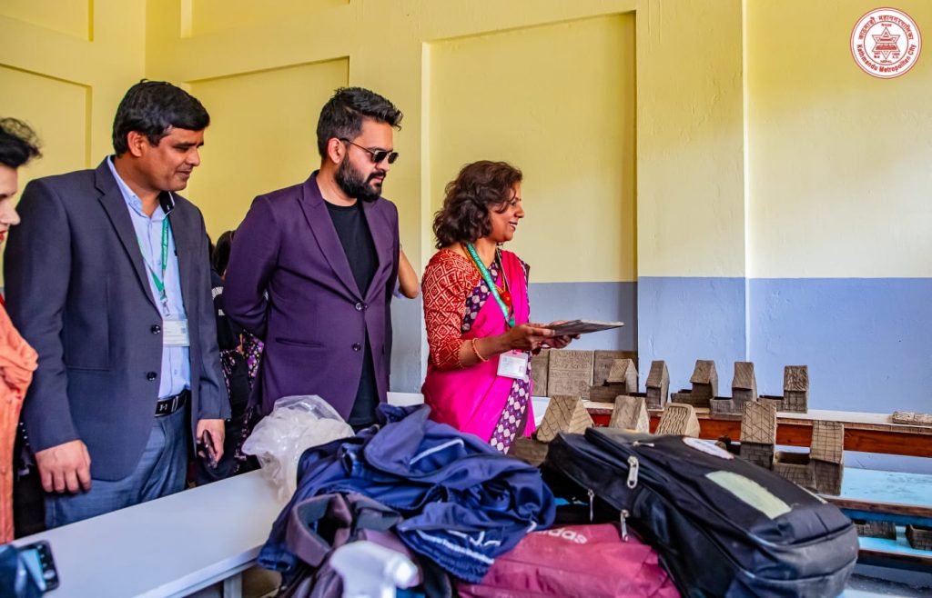 Kathmandu Mayor Balendra Sah conducts inspections of community schools as part of Book Free Friday Initiative