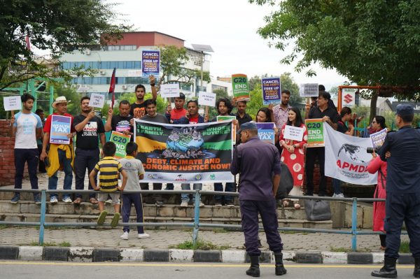 Climate campaigners protest in Kathmandu ahead of G20 summit