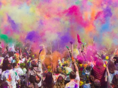 Colorful Celebrations: People Enjoying Holi in Kathmandu