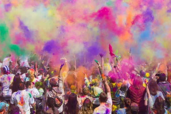 Colorful Celebrations: People Enjoying Holi in Kathmandu