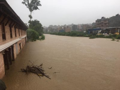 Hanumante River Floods Bhaktapur Despite Absence of Local Rainfall