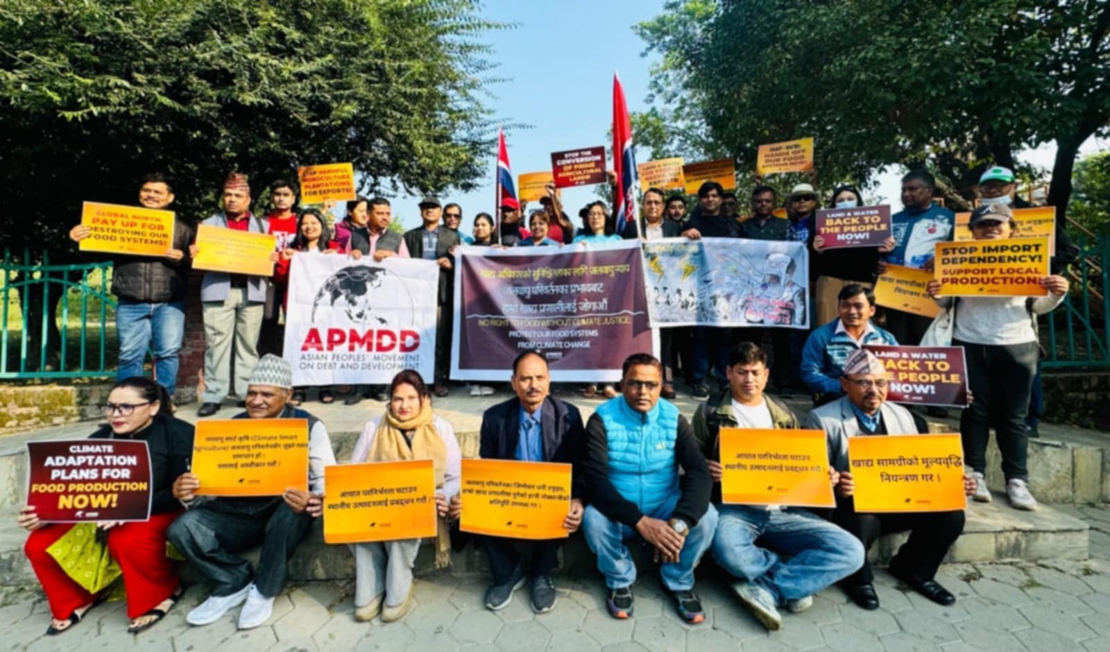 Climate activists stage protest in Kathmandu demanding climate-resilient food systems as natural disasters hit agricultural sector