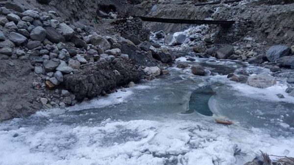 Freezing Lakes and Streams in Manang Attract Tourists Despite Harsh Winter