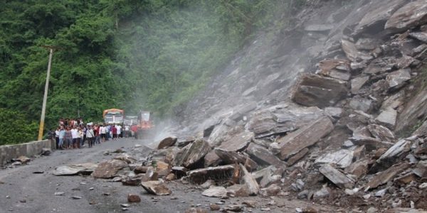 Highway Blocked in Dhading Due to Dry Landslide