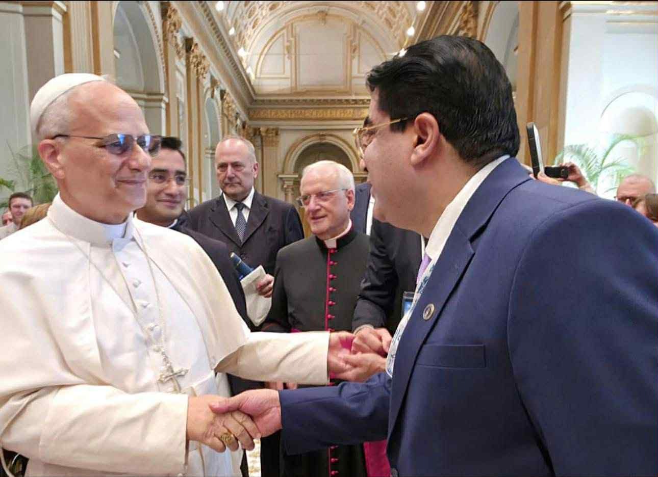 MP Dhakal greeted Pope Leo XIV