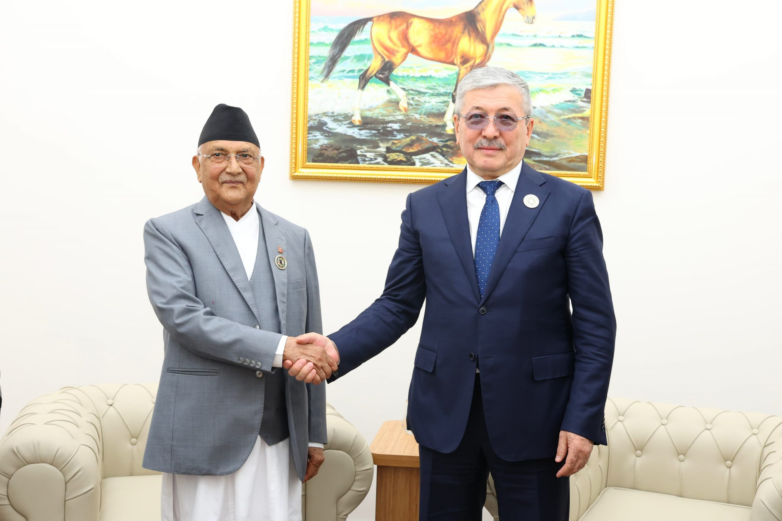 PM Oli Holds Bilateral Talks with Kyrgyz Leader During LLDC Conference in Turkmenistan